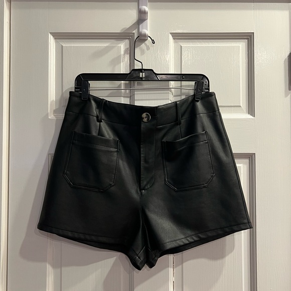 Anthropologie Pants - Anthropologie Maeve Colette faux black leather shorts 32